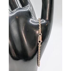 Vintage 925 Italy Sterling Silver 2.5mm Rope Chain Lobster Claw Clasp Bracelet